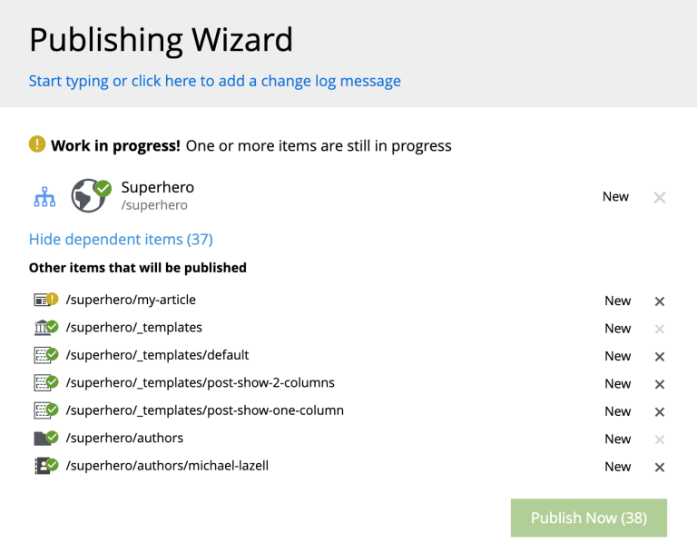publish wizard in progress